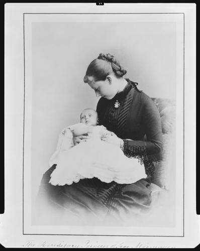 Charlotte, Hereditary Princess of Saxe-Meiningen, with her daughter, Princess Feodore, 1879 [in Portraits of Royal Children Vol. 25 1879-80]
