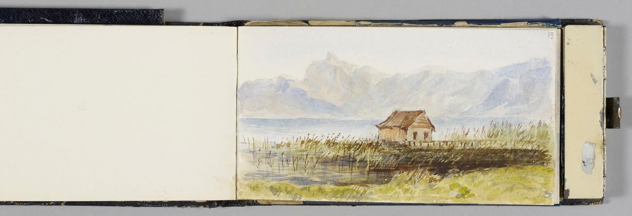 Master: Queen Alexandra's Sketchbook 1884-89
Item: Cabin by a lake