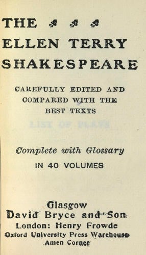 The Ellen Terry Shakespeare : carefully edited and compared with the best texts. Vol. 1, the Tempest / by William Shakespeare ; edited by J. Talfourd Blair