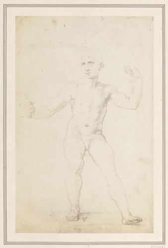 A naked standing youth