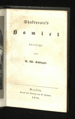Shakspeare's Hamlet / übersaßt von A. W. Schlegel