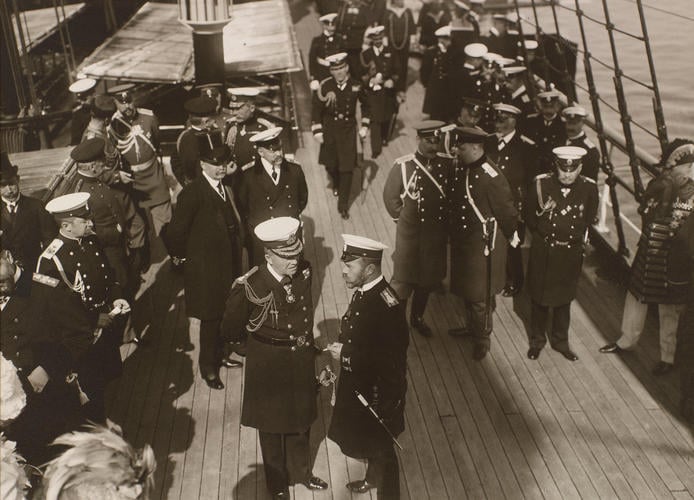 Nicholas II, Emperor of Russia speaking to Lord John Fisher in the Bay of Reval, 1908 Nicholas II, Emperor of Russia speaking to Lord John Fisher in the Bay of Reval, 1908