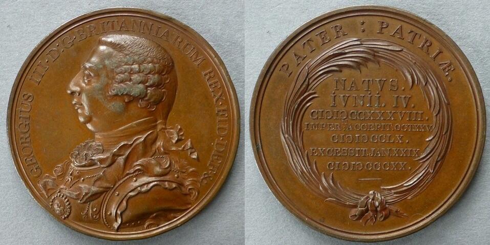 Great Britain. Medal commemorating the Death of King George III Great Britain. Medal commemorating the Death of King George III