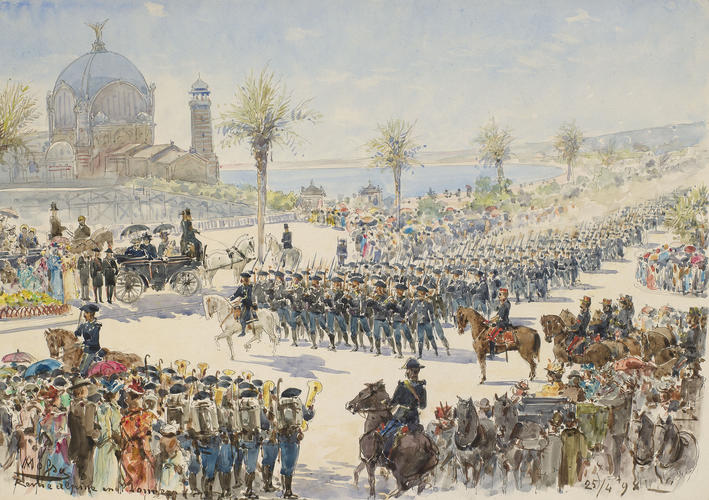 Parade of the garrison troops of Nice, 1898
