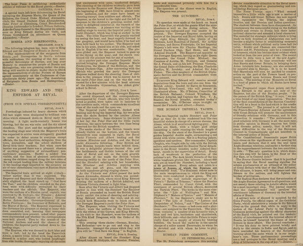 Newspaper extracts about the State Visit to Reval, June 5-14 1908 Newspaper extracts about the State Visit to Reval, June 5-14 1908
