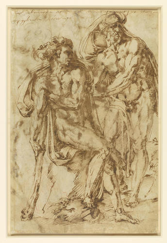 A study of two male nudes (recto); A head of a man (verso)