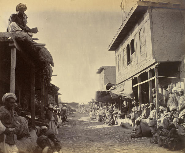 'Jellalabad, The Main Street Showing Covered Bazaar'; Main street and covered bazaar, Jalalabad 'Jellalabad, The Main Street Showing Covered Bazaar'; Main street and covered bazaar, Jalalabad
