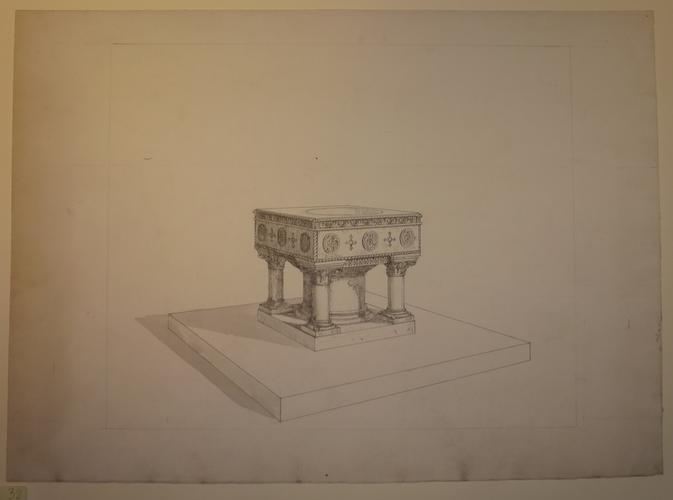 St Mildred's church, Whippingham: perspective of the font St Mildred's church, Whippingham: perspective of the font