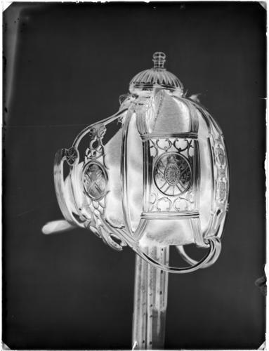 Glass plate negative of a sword hilt Glass plate negative of a sword hilt