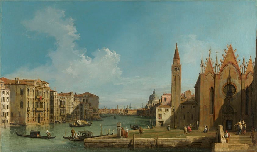 The Grand Canal looking East from the Carita towards the Bacino The Grand Canal looking East from the Carita towards the Bacino