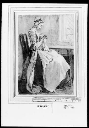 A lady seated by a window