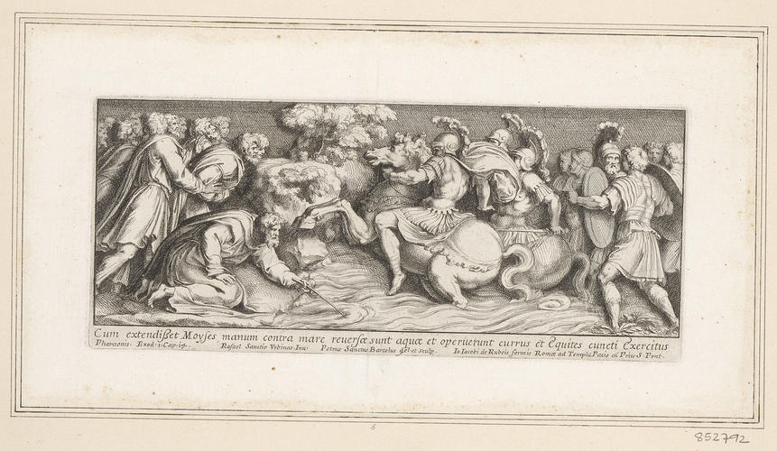 Moses closing the waters of the Red Sea on Pharaoh's army Moses closing the waters of the Red Sea on Pharaoh's army