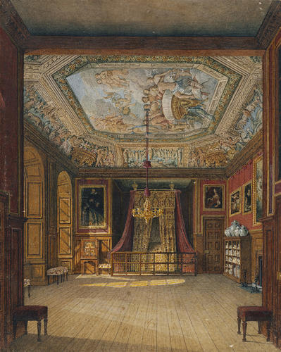 King's Eating Room, captioned by Pyne as 'Queen Anne's Bed', Windsor Castle