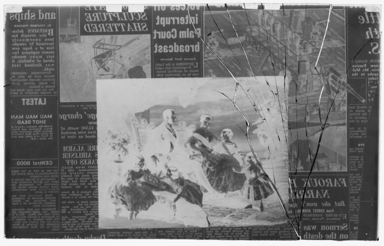 Glass plate negative of a reproduction of the painting of Queen Victoria and her Family by Winterhalter Glass plate negative of a reproduction of the painting of Queen Victoria and her Family by Winterhalter