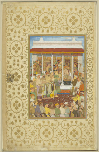Master: Padshahnamah پادشاهنامه (The Book of Emperors) ‎‎
Item: The Weighing of Shah-Jahan on his 42nd lunar birthday (23 October 1632)