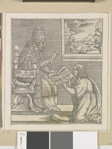 Andrea Antico presenting his missal to Leo X