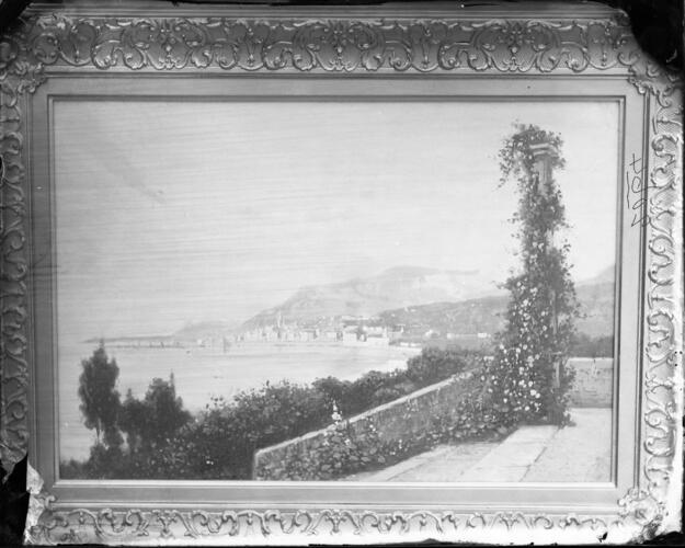 Glass plate negative of a painting