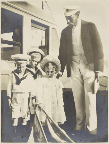 George, Duke of York, and his children Prince Albert, Prince Edward and Princess Mary, on board HMY 'Osborne'