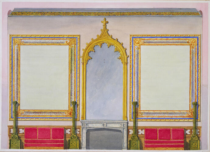 Design for The Drawing Room (Room 240), Windsor Castle, west elevation, c. 1826