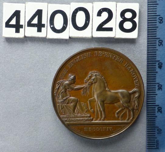 Medal commemorating the Duke of Cambridge and the re-entry of the English army into Hanover, 1814. 1814 Medal commemorating the Duke of Cambridge and the re-entry of the English army into Hanover, 1814. 1814