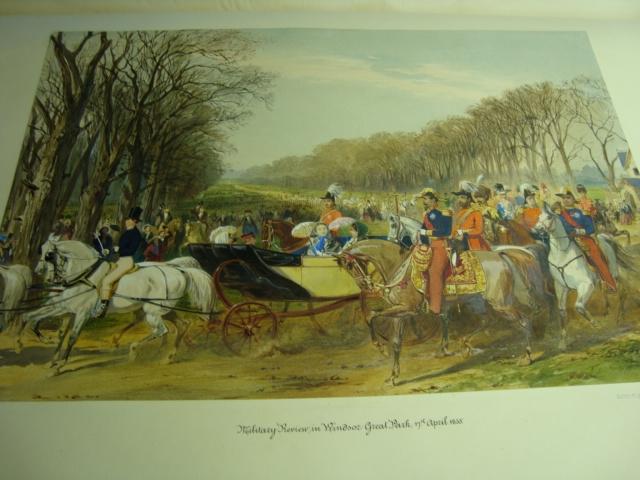 Napoleon III and the Empress Eugénie riding with the Queen in a military review in Windsor Great Park, 17 April 1855