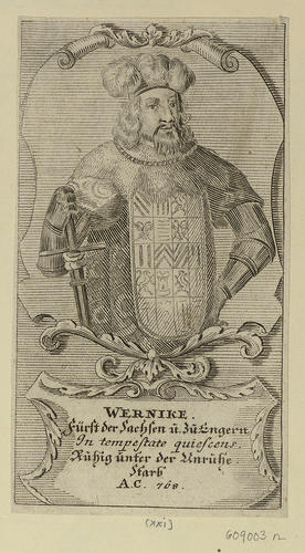Master: [Engravings of legendary rulers of Saxony]
Item: WERNIKE Furst der Sachsen