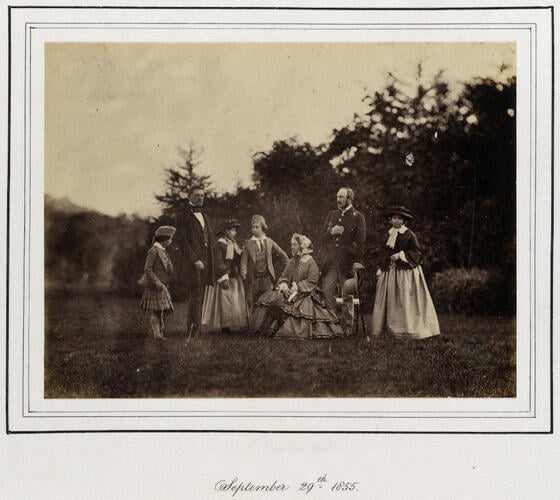 Queen Victoria and Prince Albert with their four eldest children and Prince Friedrich Wilhelm of Prussia, Balmoral, 1855