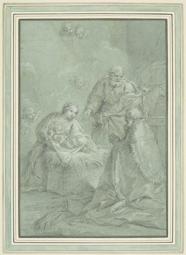 The Nativity with an adoring bishop The Nativity with an adoring bishop