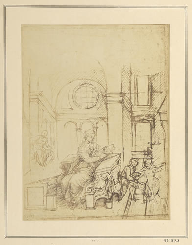 The Virgin with the Infants Christ and St John in an architectural interior