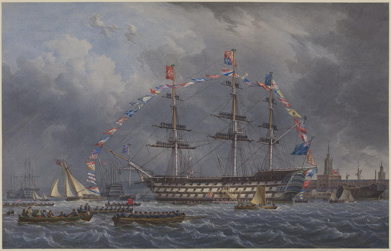 The Queen visiting HMS Victory on Trafalgar Day, 21 October 1844 The Queen visiting HMS Victory on Trafalgar Day, 21 October 1844