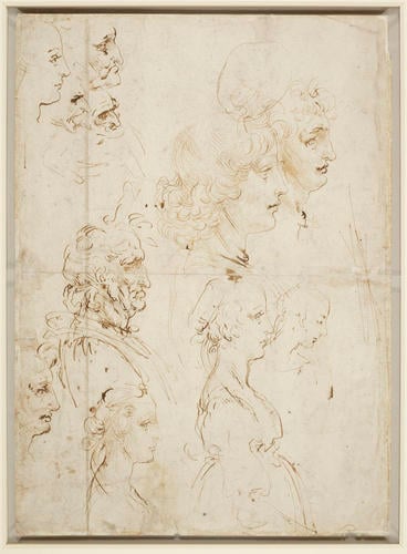 The Madonna and Child with the infant Baptist, and heads in profile
