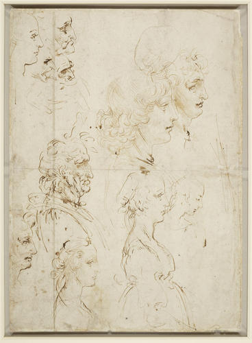 The Madonna and Child with the infant Baptist, and heads in profile