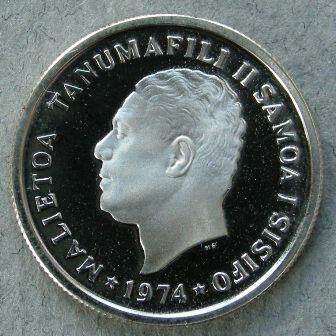 Western Samoa. Proof 5 sene, 1974 Western Samoa. Proof 5 sene, 1974