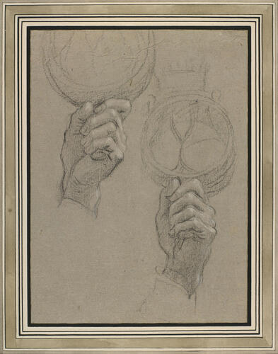 Two studies of a left hand holding a reliquary Two studies of a left hand holding a reliquary