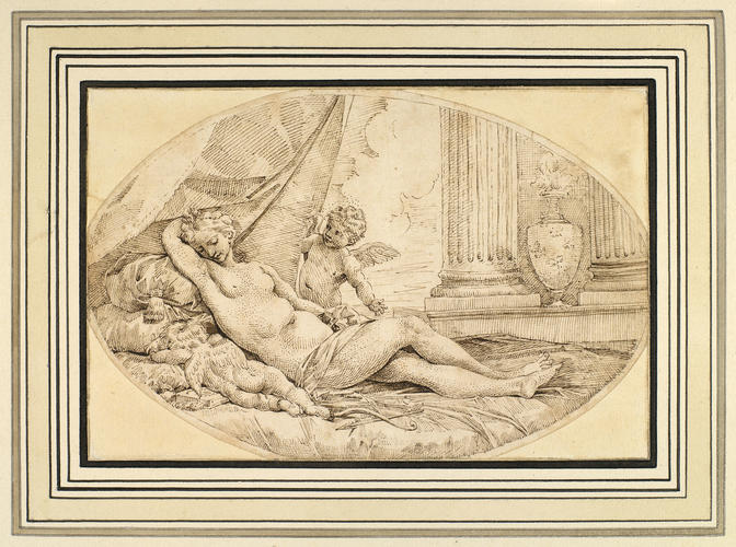 Venus asleep and 2 putti Venus asleep and 2 putti
