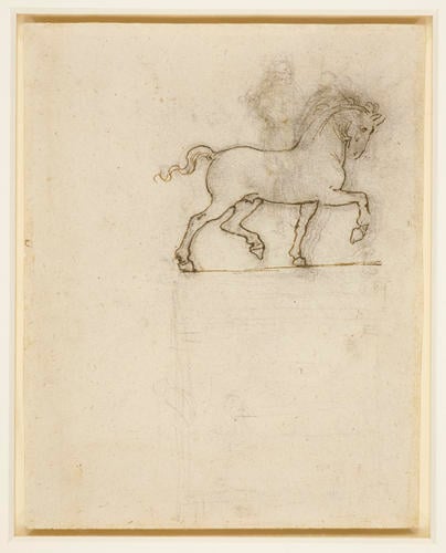 Recto: A study for the Trivulzio monument. Verso: A study for an equestrian monument