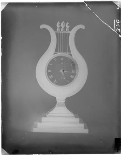 Glass plate negative of a clock Glass plate negative of a clock