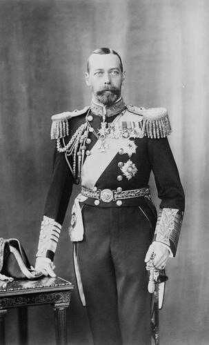 Portrait photograph of King George V (1895-1936), wearing Admiral of the Fleet uniform, 1912