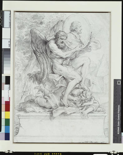 Recto: An allegorical design in honour of Pietro da Cortona. Verso: Study for the figure of Time
