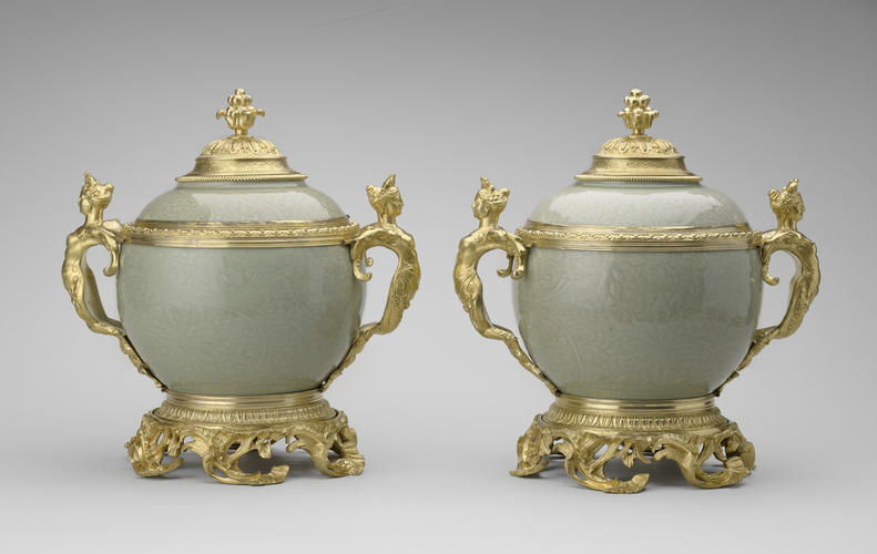 Master: Pair of mounted vases and covers