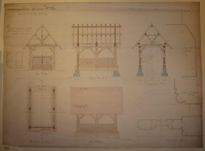 St Mildred's church, Whippingham: detail drawing no. 42 (lych gate) St Mildred's church, Whippingham: detail drawing no. 42 (lych gate)