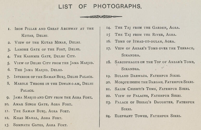 Photographs of Places of Interest in India. Vol. 1. Delhi and Agra