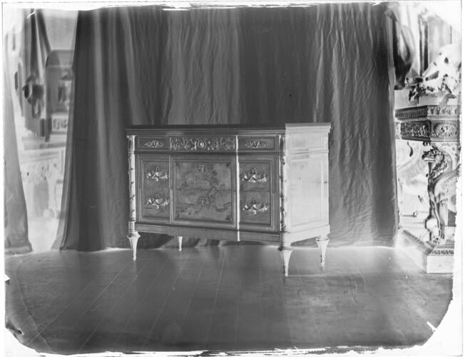 Glass plate negative of a chest of drawers Glass plate negative of a chest of drawers