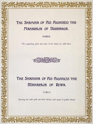 Shamiana belonging to Rameshwar Singh Bahadur, Maharaja of Darbanga (1883-1907