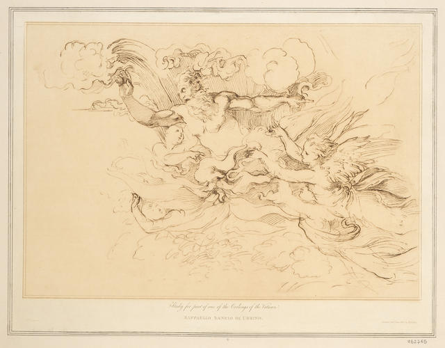 God the Father in a flaming cloud, attended by angels God the Father in a flaming cloud, attended by angels
