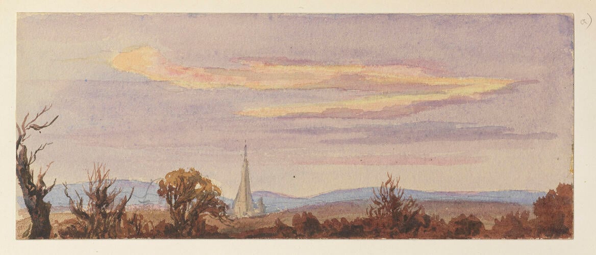 Master: SKETCHES BY QUEEN VICTORIA I
Item: Landscape with a church spire