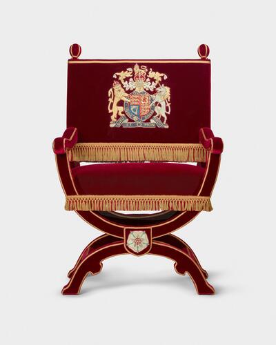 Master: Pair of throne chairs, used by King George VI and Queen Elizabeth and King Charles III and Queen Camilla
Item: Throne chair, used by King George VI and King Charles III