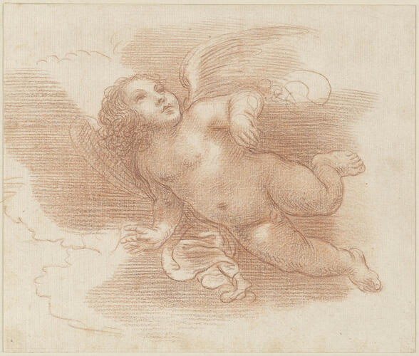 A winged putto in flight A winged putto in flight