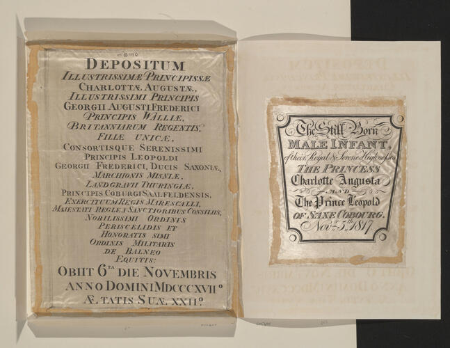 [Impression from the coffin plate of Princess Charlotte of Wales and her son]