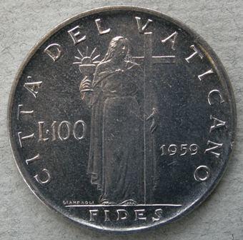 Vatican City. Specimen 100 Lire 1959 Vatican City. Specimen 100 Lire 1959